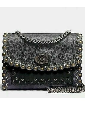 Coach Parker 18 Scallop Rivets Metallic Leather 76110